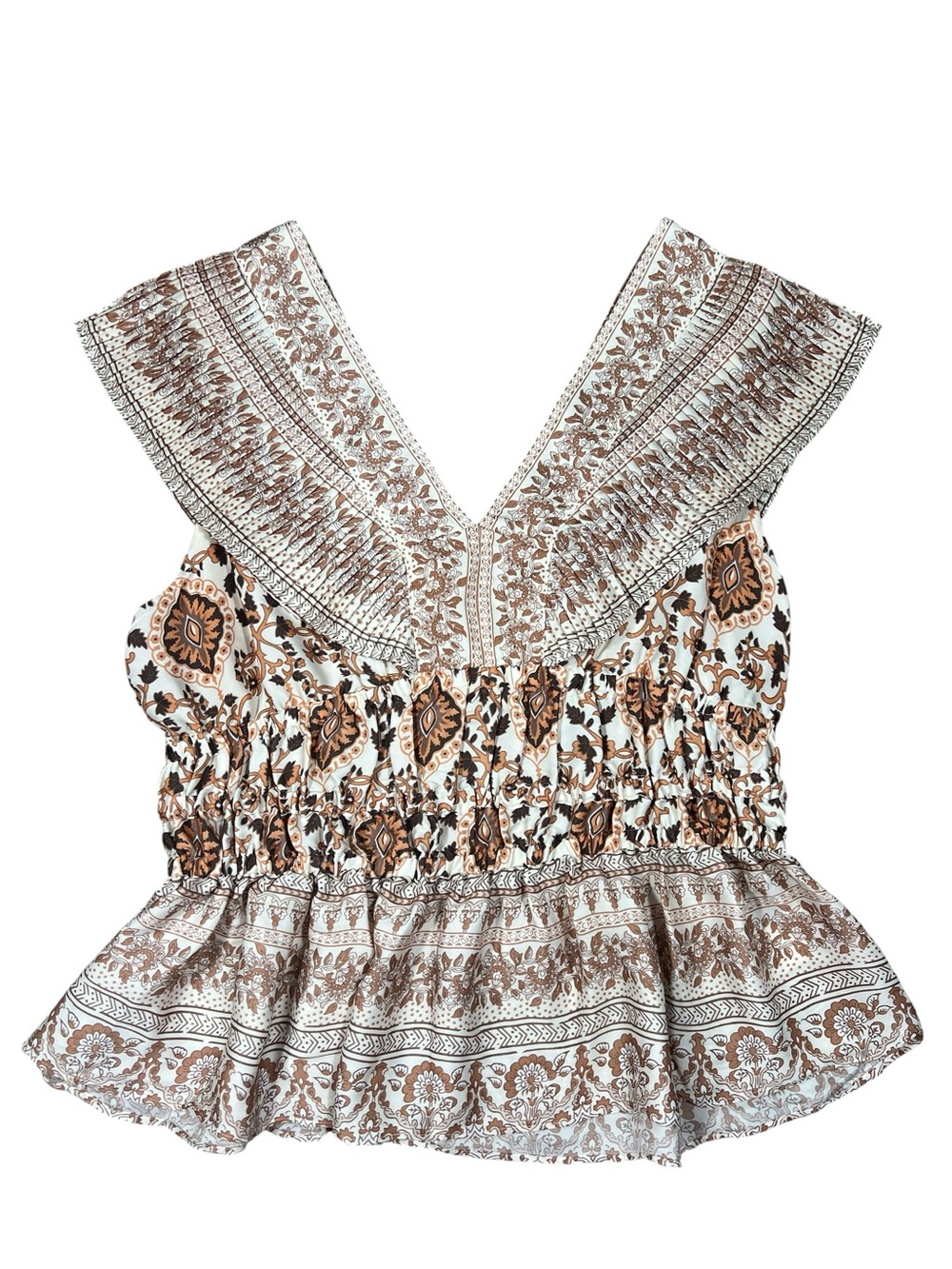 Women’s RACHEL ZOE Los Angeles New York sleeveless boho peplum top size SMALL